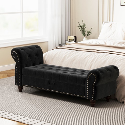Velvet end bed - end, bench