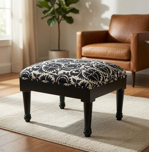 Square upholstered footstool - upholstered,