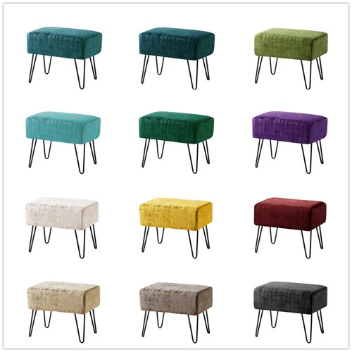 Plush textured velvet ottoman - plush,