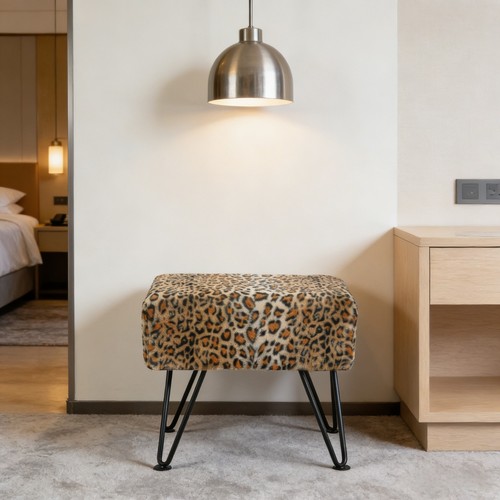Hst leopard print ottoman faux - ottoman,