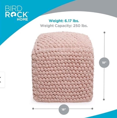 Birdrock home square pouf - birdrock, 18"
