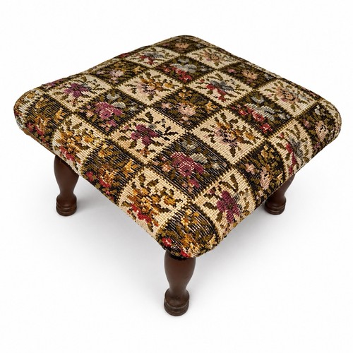 Vintage small footstool floral - small,