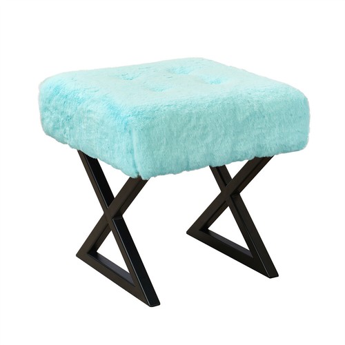 Square faux fur ottoman bench - ottoman,