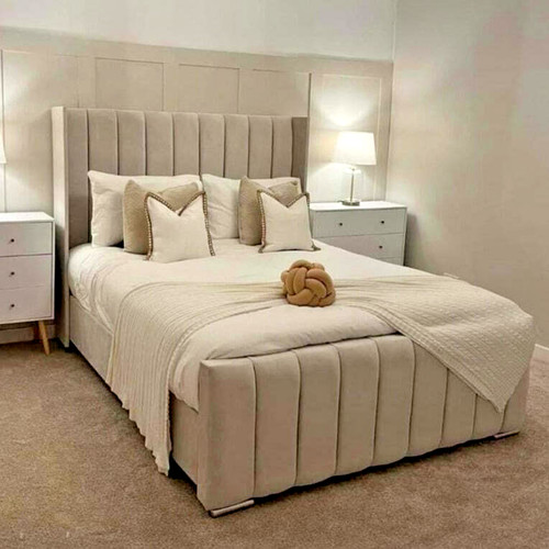 Winged panel bed - frame, plush