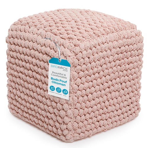 Birdrock home square pouf - home, 18"