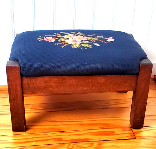 Vintage wooden footstool - vintage,
