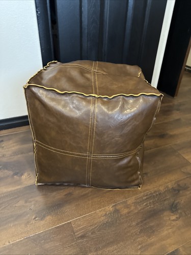 Ottoman footstool brown - brown, faux