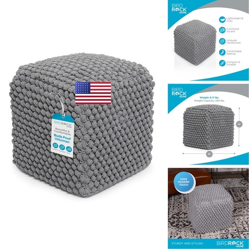 Birdrock home square pouf - square,