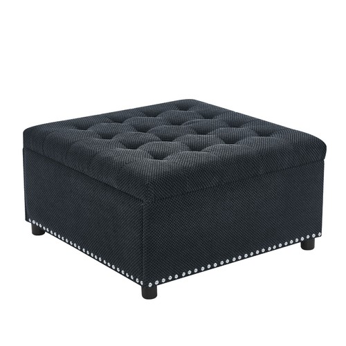 Tufted storage ottoman end - end, of